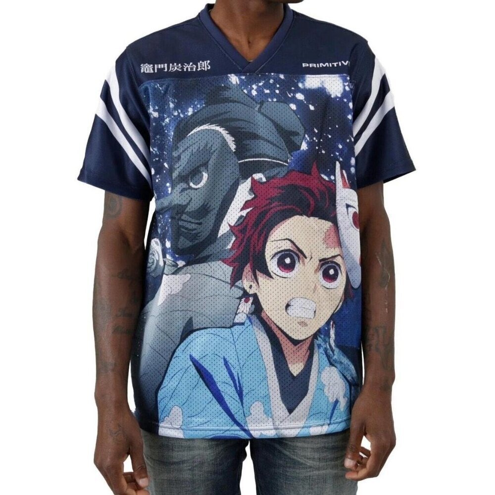 Primitive Skate Apparel Men's X Demon Slayer Tanjiro Kamado Mesh Jersey Shirt L